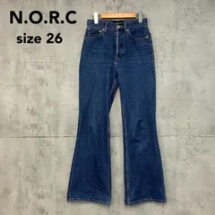 【美脚効果◎】N.O.R.C ノーク ハイライズフレアデニムパンツ 26(S相当) インディゴブルー ボタンフライ 脚長効果抜群 大人カジュアルに！コットン100% ★ ■■のサムネイル