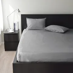 新品 綿100％ サテン350本高密度生地 防ダニ ベッドシーツ ワイドキング シルクのような肌触り 北欧 おしゃれ 日本製 超長綿 北欧 ホテル仕様 ノーブル ボックスシーツ (ワイドキングサイズ 200ｘ200ｘ30cm ムーンストーングレー)