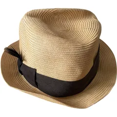 RE329 【CA4LA】ホワイトストローハット リボン カシラ 麦わら帽子 L メンズ レディース ブラックリボン