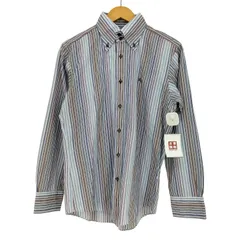 バーバリーブラックレーベル BURBERRY BLACK LABEL ロゴ刺繍 マルチカラーストライプ ボタンダウンシャツ メンズ  2