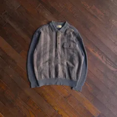 1990s “LINDBERGH” Stripe Knit Polo Shirts / Mode Casual Style, Japan Made, M