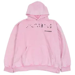 極美品□BALENCIAGA バレンシアガ 24SS 767877 ハンドドローミディアムフィットプルオーバーパーカー ダメージ加工 ピンク S 正規品 極美品□BALENCIAGA バレンシアガ 24SS 767877 ハンドドローミディアム