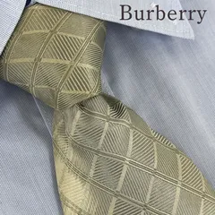 《訳アリ》Burberry (バーバリー) ネクタイ 総柄 格子 薄いグレー