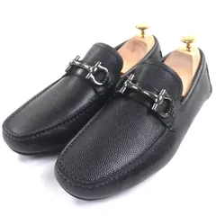 極美品▼Salvatore Ferragamo サルヴァトーレフェラガモ 024728 PARIGI レザー ガンチーニビット ローファー スリッポン ドライビングシューズ ブラック 7.5 保存袋付き イタリア製 メンズ