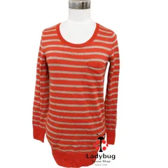 美品　GAP ギャップ レディース 春ニット ボーダーニット　長袖セーター　ラウンドネック　薄手 ロング丈 赤 レッド 秋 カジュアル シンプル