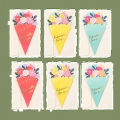 【新着商品】メッセージカード 感謝カード 6セット入 誕生日カード 封筒付き グリーティングカード 新居入居祝い、昇進入学祝い、ビジネスお見舞い、クリスマス、感謝の日、新年祝賀、母の日、教師の日、父の日 MinniLove (花柄6セット入)