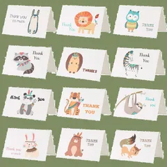 【新着商品】感謝祭 24枚 感謝の日 ありがとう 感謝カード 動物 メッセージカード インディアン 封筒付き Kesote 封筒テープ付き