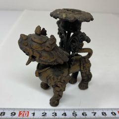 細密細工 名工 村瀬甲二 作 瀬戸焼 手び練り作家 黄瀬戸焼の獅子 阿像