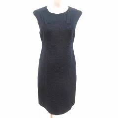 ボールジー BALLSEY トゥモローランド ワンピース ひざ丈 ツイード 切替 ノースリーブ 38 M 紺 ネイビー /YK