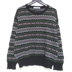 美品 AD2001 COMME des GARCONS HOMME コムデギャルソンオム 田中オム ジャガード ニット セーター マルチカラー ブラック系 メンズ 古着 中古 USED