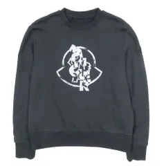 新品同様 24AW MONCLER モンクレール SWEATSHIRT フロント グラフィックロゴ スウェット トレーナー 長袖 プルオーバー ブラック M メンズ 古着 中古 USED
