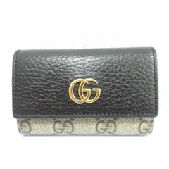 美品 GUCCI グッチ GGマーモント スプリーム 6連キーケース ブラック メンズ レディース 古着 中古 USED