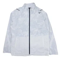 美品 MIZUNO ミズノ ブレスサーモ ウォーマージャケット ウィンドブレーカー フーディ ブルゾン 総柄 L 白 ホワイト メンズ 古着 中古 USED