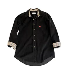 古着 バーバリーズ Burberrys  長袖 ボタンダウンシャツ クリーニング済み コーデュロイ 黒 ノバチェック柄 90s メンズ Mサイズ