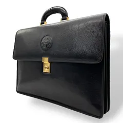 美品 ヴェルサーチ レザー ビジネスバッグ ロゴ型押し ファスナー ブラック 楽天市場】ヴェルサーチ ビジネスバッグの通販