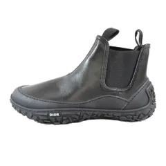 未使用 Dior ディオール サイドゴア B28 チェルシーブーツ ショートブーツ ラバーソール ロゴ サイドゴア 靴 シューズ 黒 41/26cm メンズ 古着 中古 USED