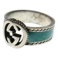 GUCCI (グッチ) インターロッキングG ターコイズ リング シルバー/ブルー 645572