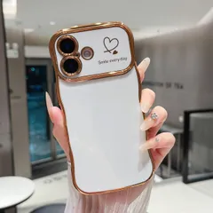 新品 ZTOFERA iPhone 16 Plus 用 ハートケース 人気 おしゃれ アイフォン 16 Plus ウェーブ ケース 柔軟な TPU シリコン スマホケース メッキ加工 ソフト 軽量 耐衝撃 韓国 可愛い 携帯電話カバー ワイヤレス充電対応 (ホ