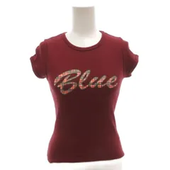 バーバリーブルーレーベル BURBERRY BLUE LABEL カットソー Tシャツ ノバチェック 半袖 M ボルドー ロゴ /FF ■ECT