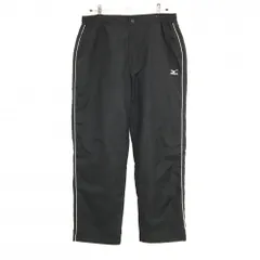 【美品】ミズノゴルフ 中綿パンツ 黒×白 サイドウエストゴム＆調節紐 パイピング メンズ L-85 ゴルフウェア MIZUNO