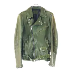 ISAMU KATAYAMA BACKLASH (イサムカタヤマバックラッシュ) 19AW JAPAN CALF FLEET WOOD ジャパンカーフ 製品染 タンニン染 ダブルライダースレザージャケット グリーン 1498-03のサムネイル