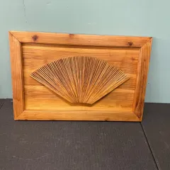 ⭐︎ 鑑賞用 額 飾り 木製 彫刻 扇子 壁掛け オブジェ 日本家屋