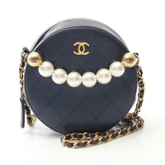 シャネル CHANEL ショルダーバッグ マトラッセ ラウンド ミニ AP0999 ネイビー ラムスキン（羊革） マトラッセ ラウンドミニ チェーンショルダー レディース Used A
