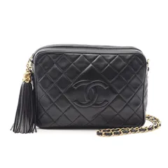 シャネル CHANEL ショルダーバッグ マトラッセ ブラック ラムスキン（羊革） マトラッセ ダイヤステッチ ココマーク フリンジ チェーンショルダー レディース