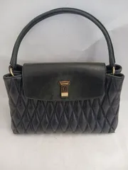 【中古品】BALLY バリー Layka.qt/160 レディース ハンドバッグ キルティング ブラック レザー調 内側美品 外側スレ有 エレガント トート ショルダー風 高級 ブランドバッグ（や）