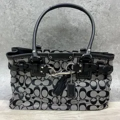 ⭐︎未使用級⭐︎ COACH ハンドバッグ トートバッグ シグネチャー レザー×キャンバス ブラック 【c4a888f1】