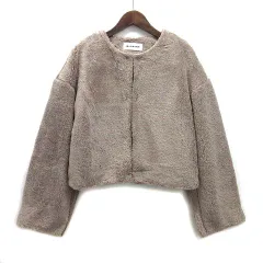 リリーブラウン Lily Brown 2024AW ノーカラー ボア フリース ジャケット モカ F LFKB245161 美品のサムネイル