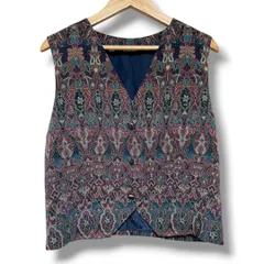 a1225 【ヴィンテージ/レトロ】ペイズリー柄 織り柄 ベスト ジレ M〜L相当 古着ミックス