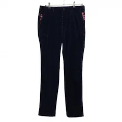 【超美品】ビームスゴルフ コーデュロイパンツ ネイビー×レッド ロゴ刺しゅう メンズ L ゴルフウェア BEAMS GOLF