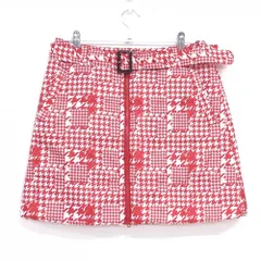 【美品】フィラゴルフ 中綿スカート 白×レッド 千鳥柄 ベルト付き レディース サイズ表記なし ゴルフウェア FILA GOLF