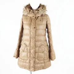 美品◎BURBERRY BLUE LABEL バーバリーブルーレーベル E1A09-471-40 刺繍入り ファー・フード付き ダウンコート ブラウン 38 正規品 レディース