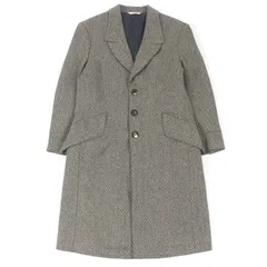 極美品□Paul Smith COLLECTION ポールスミスコレクション ウール100％ シェブロンストライプ 総柄 チェスターコート ブラック系 M 日本製 正規品 メンズ