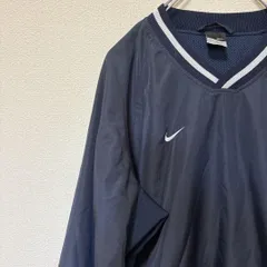 【NIKE】ナイキ ベースボール プルオーバー ナイロンジャケット 紺色 L