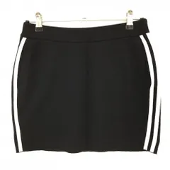 【美品】アディダス ニットスカート 黒×白 サイド3ライン バックロゴ 内側インナーパンツ レディース L ゴルフウェア adidas