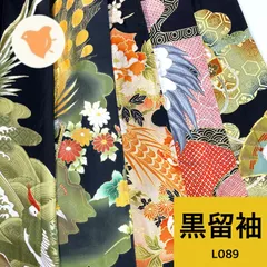 着物リメイク黒留袖総刺繍菊牡丹華花車スヌード付ワンピースw134ハンドメイド