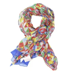 美品 VIvienne Westwood ヴィヴィアンウエストウッド ハート オーブ スカーフ ストール ショール 幾何学柄 シルク マルチカラー レディース 古着 中古 USED