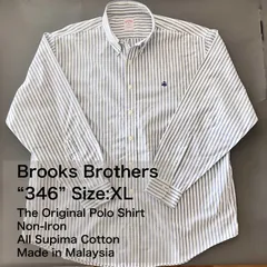 Brooks Brothers 346 ボタンダウンシャツ XL / Non-Iron / Supima Cotton ストライプ ブルー×ホワイト XL相当 メンズ