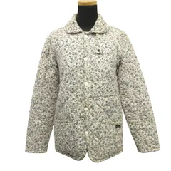 LAVENHAM ラベンハム キルティング コート ジャケット ブルゾン 花柄 ラウンドカラー 中綿 36 白 ホワイト×マルチ レディース 古着 中古 USED