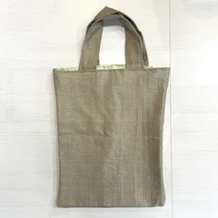 【ハンドメイド】トートバッグ 中（カーキ&ライトグリーン）[A-111]