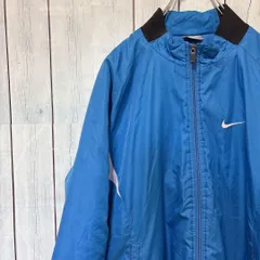 NIKE ナイキ 00s 中綿入りブルゾン ジャケット 青 Lサイズ 刺繍ロゴ