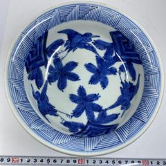 古伊万里 染付 深皿 膾皿 笹文 江戸時代 骨董 アンティーク 金継ぎ