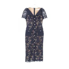 美品 セルフポートレイト 総レースロングワンピース 水色 花柄 UK8 SELF PORTRAIT（セルフポートレイト） フラワーレースドレス（ライト