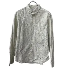 OLD NAVY 長袖 柄シャツ M ホワイト オールドネイビー ボタンダウン 胸ポケット 総柄 長袖シャツ トップス 春物 a711-5215のサムネイル