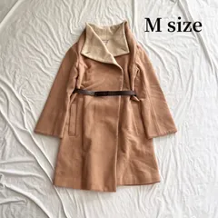 冬物コート　グーコミューン　goutcommun　ロングコート　ミディアム丈コート　ベルト付き　ウール100％　日本製　アウター　ジャケット　Mサイズ　ベージュブラウン系　送料無料