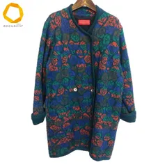 #wx バレンシアガ BALENCIAGA ニット コート M 緑 マルチ 薔薇 バラ 総柄 キッドモヘア ヴィンテージ vintage レディース [958798] k01のサムネイル