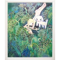 花鳥画 八代玲華／筆 「梅と鴬」 F6号 日本画(複製) 手彩 額入り 普段